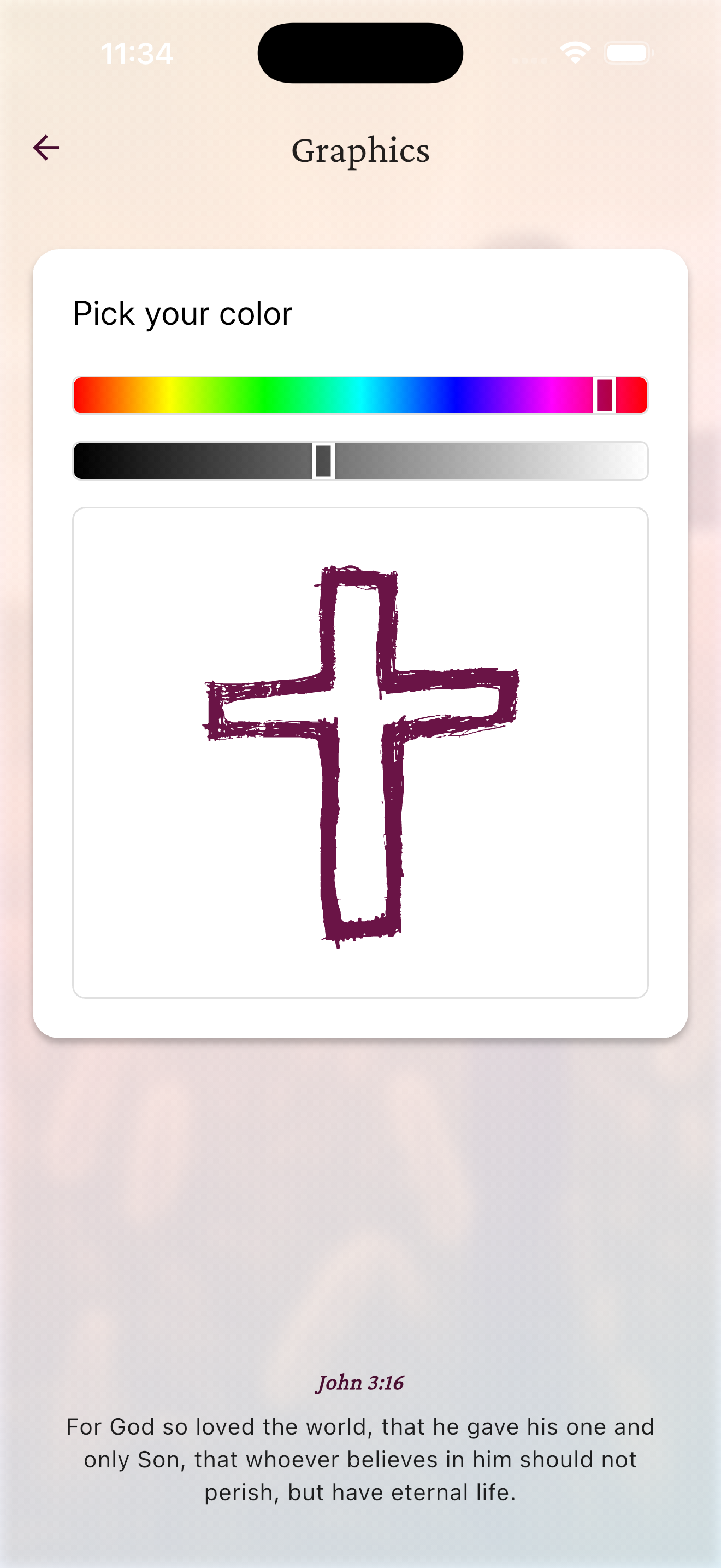 App menu showing color selection options